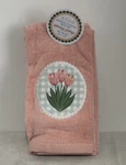 Set 2 Spring Embroidered Tulips Flowers Fingertip Hand Towels Super Soft. Fixed Price $12.55.
