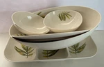 Melamine 5 Piece Serving Dish Set Embossed Palm Leaf Design Patio Outdoor. Fixed Price $40.00.