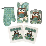 American Linen Owl Set Oven Mitts And Pot Holders - Kitchen Towels Dish C.... Fixed Price $23.30.