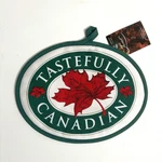 Tastefully Canadian Pot Holder Hand Silk Screened Made In Canada Maple Leaf. Fixed Price $9.00.