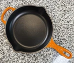 Creuset Enameled Cast Iron Signature Skillet #23 9 Inch Flame W/ Original Box. Fixed Price $160.00.