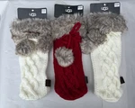 Set Of 3 Ugg Wine Bottle Holder Knit Pom's Red, White Fur 11.5X4. Fixed Price $24.29.