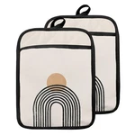 Boho Abstract Pot Holders With Pockets, Mid Century Modern Neutral M.... Fixed Price $21.34.