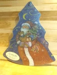 Counter Art Tempered Glass Cutting Board Top Trivet Father Christmas. Fixed Price $29.75.