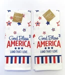 Set Of 2 Patriotic God Bless America Star Print Cotton Kitchen Hand Towels. Fixed Price $8.99.