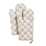 Ohocut Beige Checkered Oven Mitts Heat Resistant, Vintage Retro. Fixed Price $23.40.