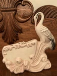 Vintage Oriental Crane Ceramic Planter, Pink & White Flower Pot, Asian Decor. Fixed Price $15.00.