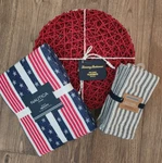 Nwt Patriotic Nautica 60X84 Tablecloth, Tommy Bahama Placemats, Cotton Napkins. Fixed Price $44.99.