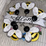 Metal Bumble Wreath By Toobusyladies, 3D Design Of Bees. Fixed Price $21.49.