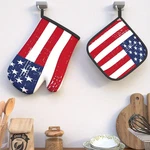 2PCS American Flag Oven Mitts And Pot Holders Heat Resistant Kitchen Gloves. Fixed Price $15.99.