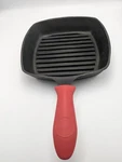 Emeril Square Cast Iron Grill Pan Skillet W/ Red Lodge Silicone Handle Cover. Fixed Price $23.48.