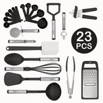 Cooking Utensils Set 23 Piece Stainless Steel Heat Resistant Nylon Kitchen Tool. Fixed Price $12.25.
