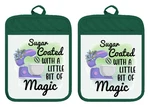 Sugar Coated Magic Farmhouse Pot Holders Oven Mitt Hot Pad Linen Towel DZ240DPH. Fixed Price $16.99.