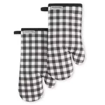 Gingham Matte Black 7 In. X 13 Cotton Oven Mitt Set (2-PACK). Fixed Price $20.14.