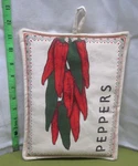 Hot Chilies Red Peppers Potholder Southwestern Design W/ Fettuccine Recipe. Fixed Price $14.99.