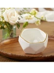 Kate Aspen Geometric Ceramic Planter Decorative Bowl Medium White With Gold Trim. Fixed Price $10.99.