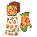 Sunflower Towels Pot Holders Oven Mitt 5 Piece Kitchen Bundle New Tags Beautiful. Fixed Price $24.99.
