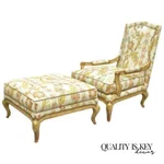 Nancy Corzine French Country Provincial Louis Xv Bergere Lounge Chair & Ottoman. Fixed Price $2950.00.