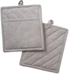 Dii 100% Cotton Solid Chambray Kitchen Set, Potholders, Stone, 2 Piece. Fixed Price $33.77.