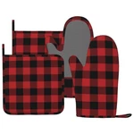 Red Black Buffalo Plaid Checker Oven Mitts And Pot Holders Set Silicone Heat .... Fixed Price $27.19.