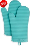 Ribbed Soft Silicone Oven Mitt 2-PACK Set, 7.5"X13", Aqua Sky. Fixed Price $28.99.