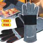 Welding Protective Gloves Bbq Grill Oven Mitts Leather Fireproof Heat Resistant. Fixed Price $17.99.