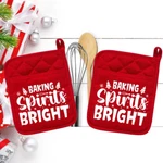 Set Of 2 - Baking Spirits Bright Pot Holder Oven Mitt Hot Pad NEO008RED. Fixed Price $16.99.