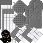 Oven Mitts Kitchen Towels Dishcloths With Pot Holders Sets 12PCS, Gray. Fixed Price $42.01.
