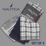 3-PK New Nautica Cotton Kitchen Towels White Dark Blue Plaid Stripes Chevron. Fixed Price $19.99.