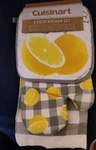 Cuisinart New 3 Piece Kitchen Set Lemon Pattern Oven Mit,pot Holder And Towel. Fixed Price $16.95.