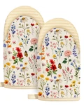 Slohif Vintage Floral Mini Oven Mitts Set Heat Resistant Cotton Silicone Grip. Fixed Price $19.99.