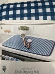 Pioneer Woman Gingham Checkered Reversible Dish Drying Mat 18" X 24" Blue Beige. Fixed Price $15.95.
