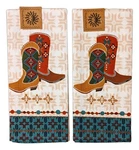 Set Of 2 Southwest Heart Cowboy Boots Kitchen Tea Towels By Kay Dee Designs. Fixed Price $16.97.