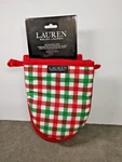 Ralph Lauren Kitchen Oven Mini Mitts Red Green Plaid 5.5" X 8". Fixed Price $19.95.