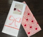 Valentine's Day Kitchen Set 2 Pk Towels Bows Hearts Pink 100% Cotton New Nwt *. Fixed Price $11.95.