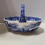 Spode Blue Italian Collection 6 Inch Handled Decorative Basket, Fine Porcelain. Fixed Price $29.26.