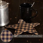 Navy Star Trivet Country Farmhouse Shape Black Khaki Checked Cotton 10". Fixed Price $11.66.