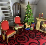 Collections Etc. Dollhouse Furniture Miniatures Christmas Tree Fireplace Chairs. Fixed Price $49.99.