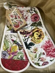 Michel Design Works Peony Double Oven Glove Mitts Floral Quilted Pink New Rare!. Fixed Price $38.00.