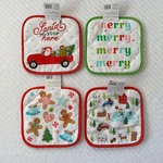 Lot Of 4 Christmas Holiday Pot Holders Set. Santa, Merry, Gingerbread, Winter. Fixed Price $11.99.