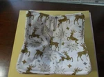 Quilted Microwave Bowl Cozy - Brown Reindeer And Stars On White. Fixed Price $5.00.