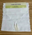 New Vintage Ivory Floral Table Runner With Tassels 12" X 48" By Momentum Brands. Fixed Price $16.99.