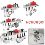 Kitchen Stainless Steel Pot Pan Rack Wall Mount With Utensils Cookware Hooks Us. Fixed Price $46.49.