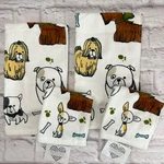 Kassafina Dog Print Bath Hand Towel Wash Cloth Set 4 Cotton Textile Home Linens. Fixed Price $29.99.