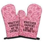 2 Pcs Funny Pink Oven Mitts Whatever Happens We're Eating Silicone Non-sli.... Fixed Price $23.19.