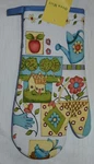 Kitchen Oven Mitt Garden Flower Watering Can Cottage Home Blue Bird Apple New. Fixed Price $6.95.