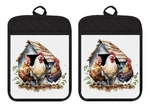 Pot Holders Oven Mitts Hot Pad Linen Towel Chickens Rooster Farmhouse DZ311DPH. Fixed Price $16.99.