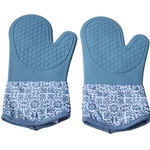 Bakers Choice Set Of 2 Premium Cotton And Silicone Oven Mitts Printed Blue 13IN. Fixed Price $25.20.