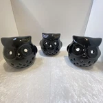 Tea Light Holders Black Owl Night Bird Hoot Ceramic Home Decor Set Of 3. Fixed Price $14.72.