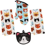 Kay Dee 4 Piece Kitchen Set - 2 Terry Towels, Oven Mitt, Potholder (crazy Cat). Fixed Price $30.34.